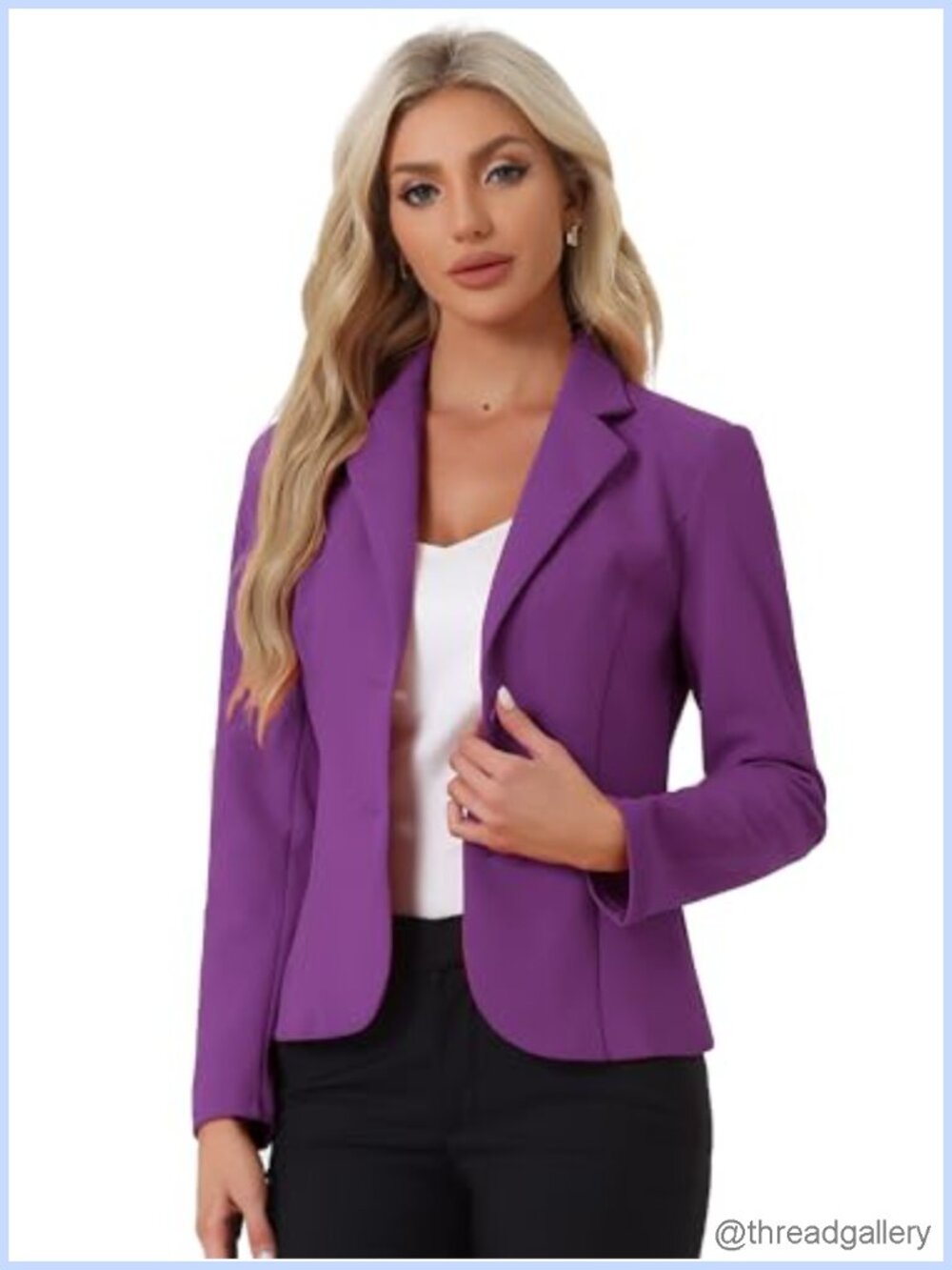 Women's Work Office Blazer Stretch Notch Lapel Long Sleeve Suit Jacket